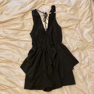 Tobi black chiffon fancy romper skort